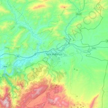 Taza ⵜⴰⵣⴰ تازة topographic map, elevation, terrain
