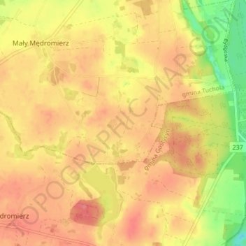 Huby topographic map, elevation, terrain