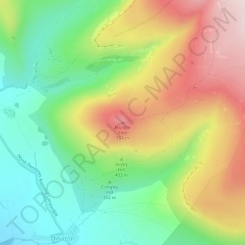 Murton Pike topographic map, elevation, terrain
