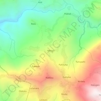 Merigi topographic map, elevation, terrain