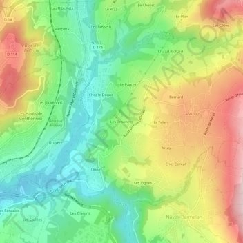 Les Provinces topographic map, elevation, terrain