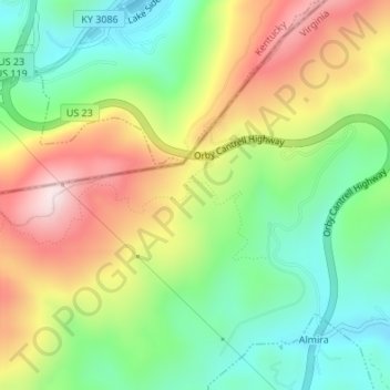 WDXC-FM (Pound) topographic map, elevation, terrain