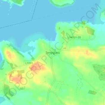 Terryglass topographic map, elevation, terrain