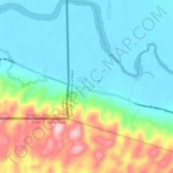 El Ceibo topographic map, elevation, terrain