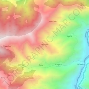 Myunda topographic map, elevation, terrain
