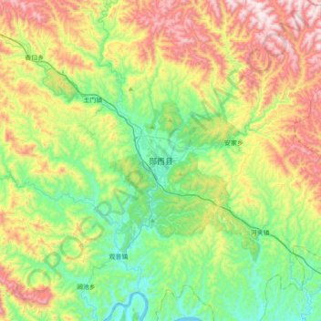 郧西县 topographic map, elevation, terrain