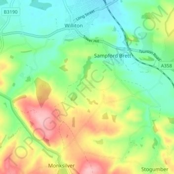 Capton topographic map, elevation, terrain