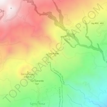 San Pablo topographic map, elevation, terrain