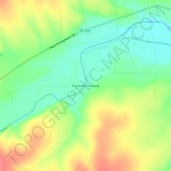 Fourmile Crossing topographic map, elevation, terrain