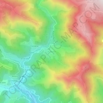 Les Sausses topographic map, elevation, terrain