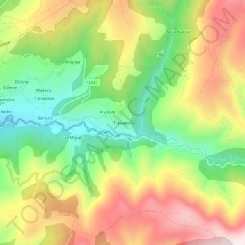 Trascastro topographic map, elevation, terrain