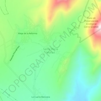 Santa María Macua topographic map, elevation, terrain