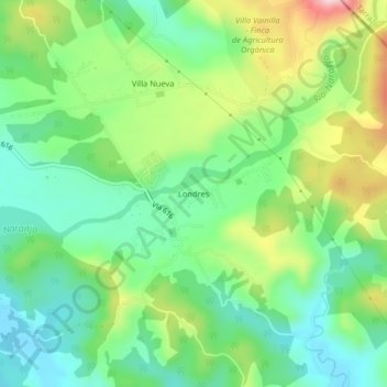 Londres topographic map, elevation, terrain