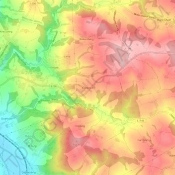 Korneredt topographic map, elevation, terrain