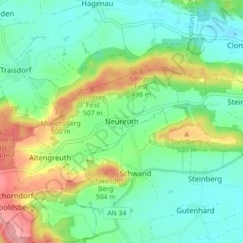 Neureuth topographic map, elevation, terrain