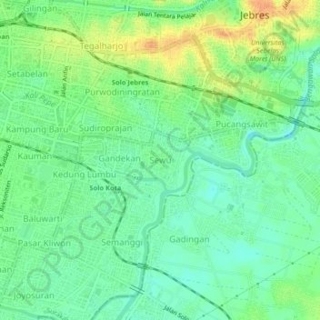 Sewu topographic map, elevation, terrain