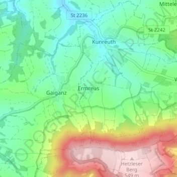 Ermreus topographic map, elevation, terrain