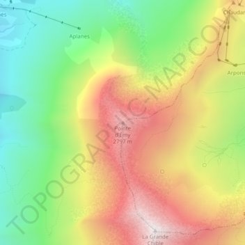 Pointe d'Émy topographic map, elevation, terrain