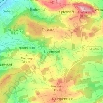 Blumenrod topographic map, elevation, terrain