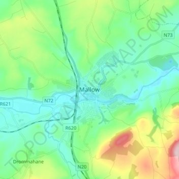 Mallow topographic map, elevation, terrain