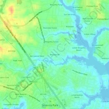 Berrywood topographic map, elevation, terrain
