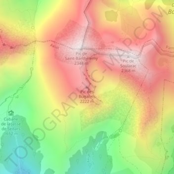 Pic des Bugarels topographic map, elevation, terrain