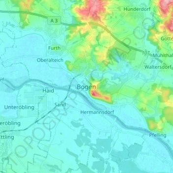 Bogen topographic map, elevation, terrain