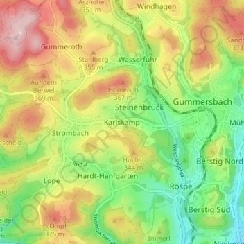 Karlskamp topographic map, elevation, terrain