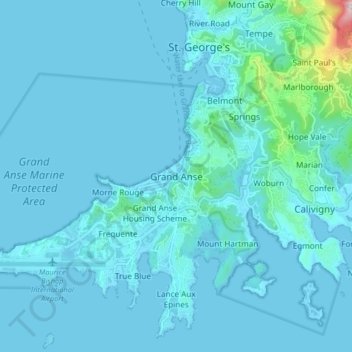 Grand Anse topographic map, elevation, terrain