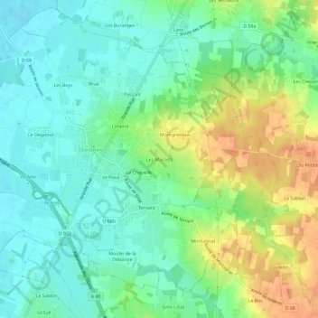 Les Massets topographic map, elevation, terrain