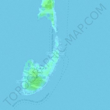 Caye Caulker Village topographic map, elevation, terrain
