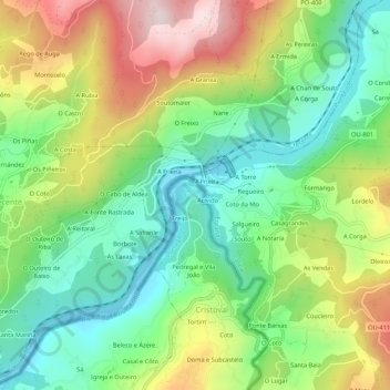 Cevide topographic map, elevation, terrain