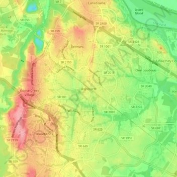Ashburn topographic map, elevation, terrain