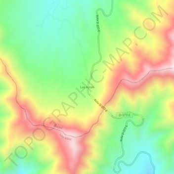 Las Astas topographic map, elevation, terrain