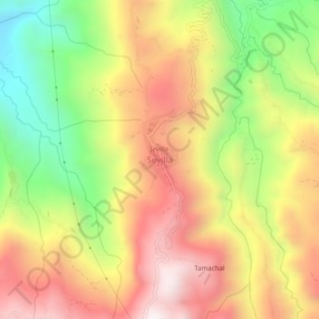 Sevilla topographic map, elevation, terrain