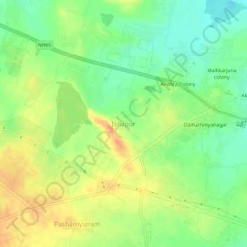 Isnapur topographic map, elevation, terrain