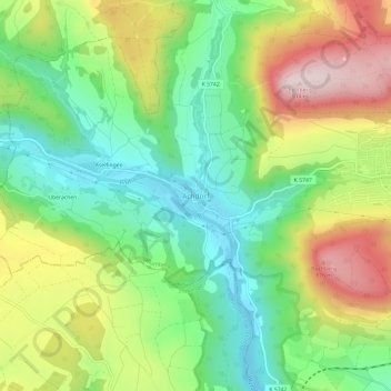 Achdorf topographic map, elevation, terrain
