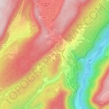 Trés le Mur topographic map, elevation, terrain