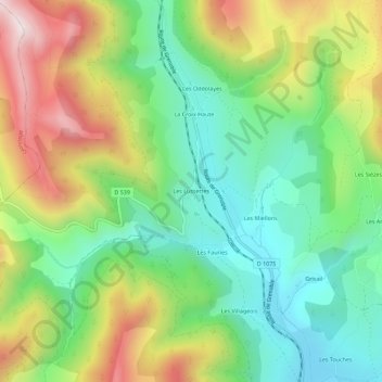 Les Lussettes topographic map, elevation, terrain