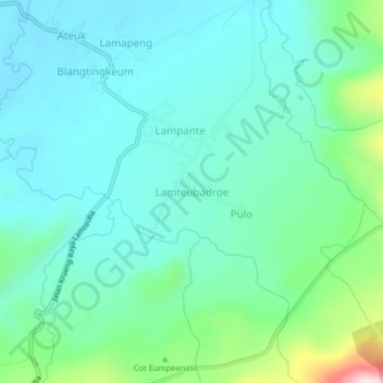Lamteubadroe topographic map, elevation, terrain