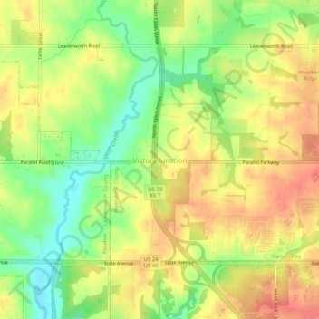 Victory Junction topographic map, elevation, terrain