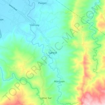 Santol topographic map, elevation, terrain