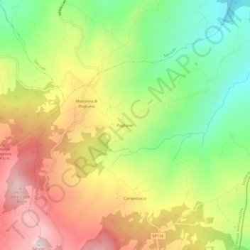 Pugliano topographic map, elevation, terrain
