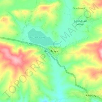 Haro Maya topographic map, elevation, terrain