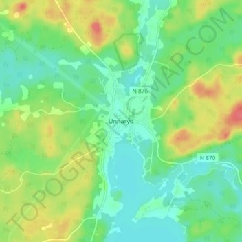 Unnaryd topographic map, elevation, terrain