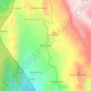 Buntu Tangla topographic map, elevation, terrain
