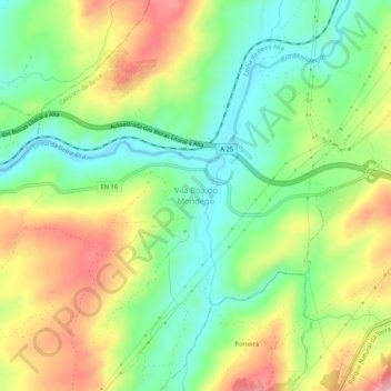 Vila Boa do Mondego topographic map, elevation, terrain