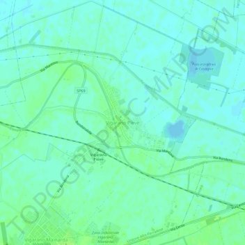 Vigarano Pieve topographic map, elevation, terrain
