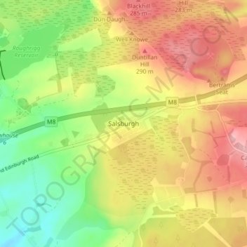 Salsburgh topographic map, elevation, terrain