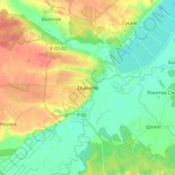 Ivankiv topographic map, elevation, terrain
